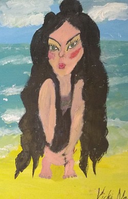 Imelda a beautiful semi nude by a lovely shore