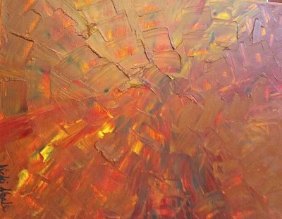 Fragmented lava oil on canvas signed and painted by myself Vicki Neale size 26