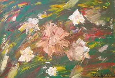Blooms praline panache size 26"/20" oil on canvas signed and painted by myself Vicki Neale